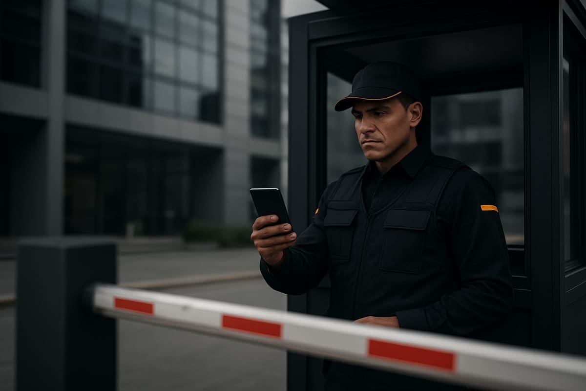 Control de acceso realizado por guardia de seguridad